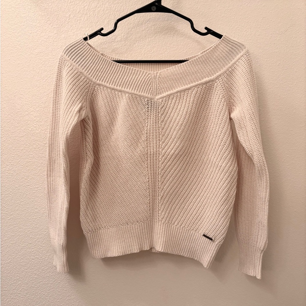 Abercrombie & Fitch Off-the-Shoulder Cream Sweater
